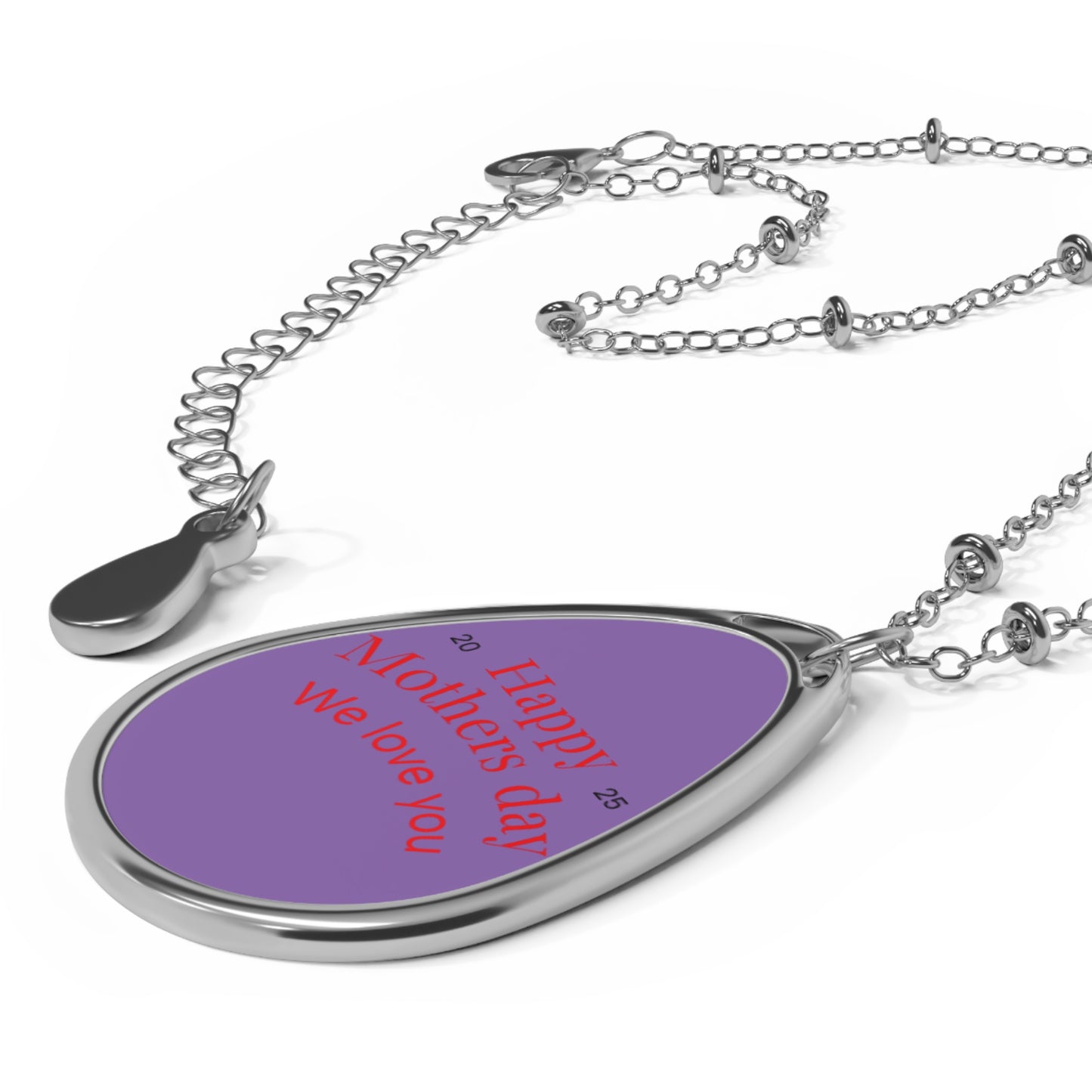 Personalized Mother's Day Oval Necklace - Silver Pendant with Custom Engraving
