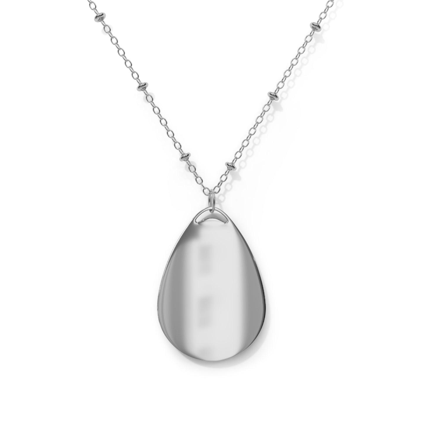 Personalized Mother's Day Oval Necklace - Silver Pendant with Custom Engraving