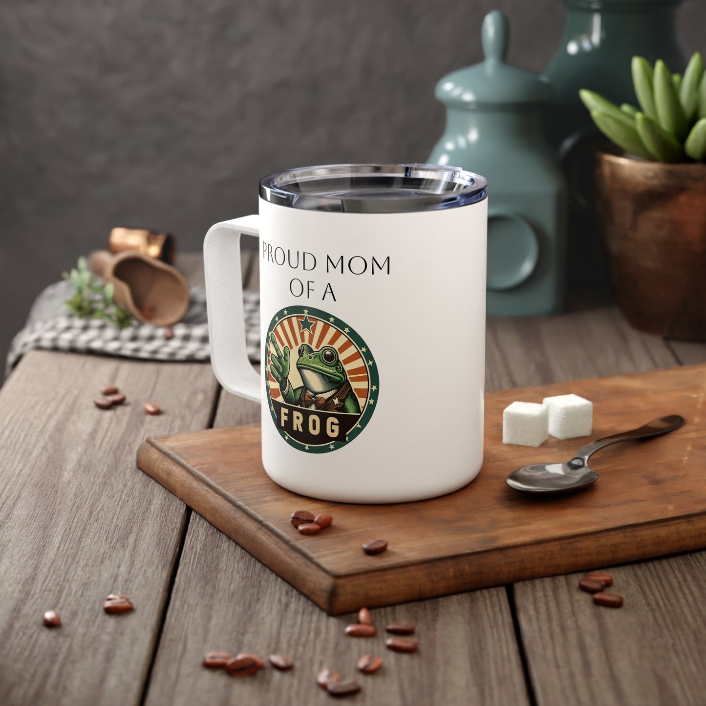 Frog Mom Insulated Coffee Mug, 10oz