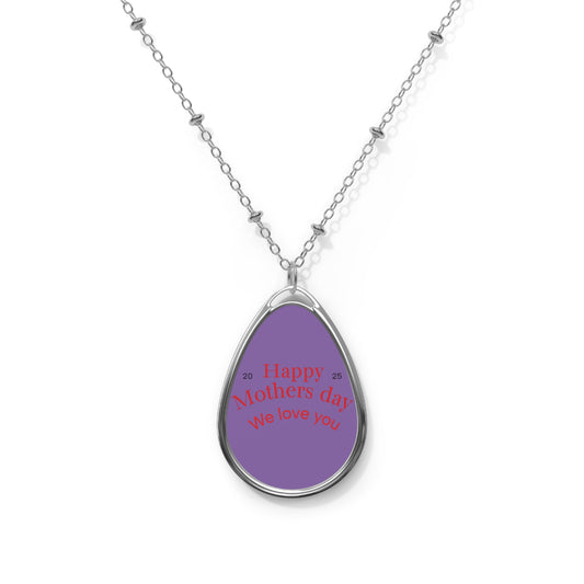 Personalized Mother's Day Oval Necklace - Silver Pendant with Custom Engraving